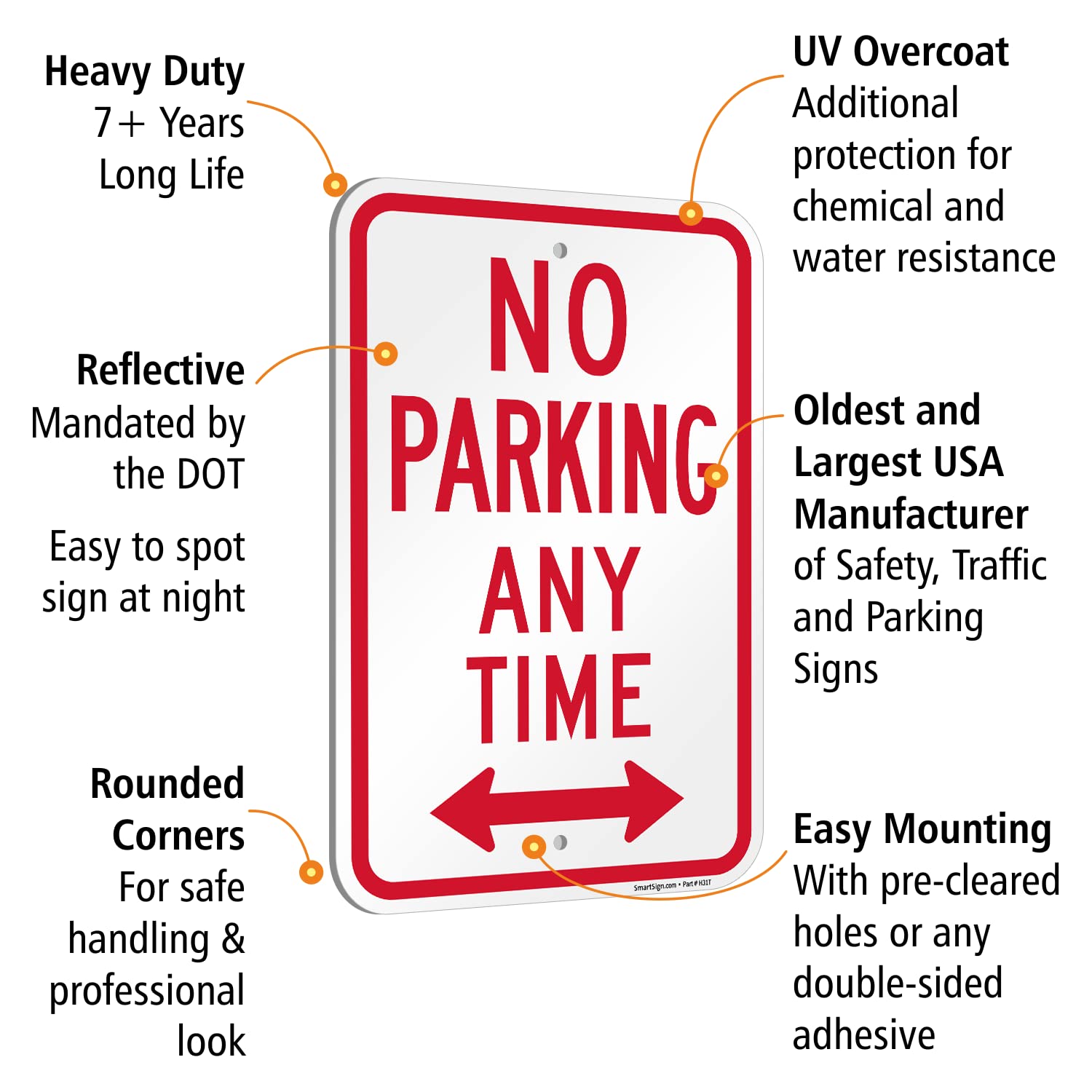 SmartSign Letrero de metal con flecha bidireccional, compuesto de aluminio de 120 mil (ACM), material reflectante de grado de ingeniero, rojo y blanco