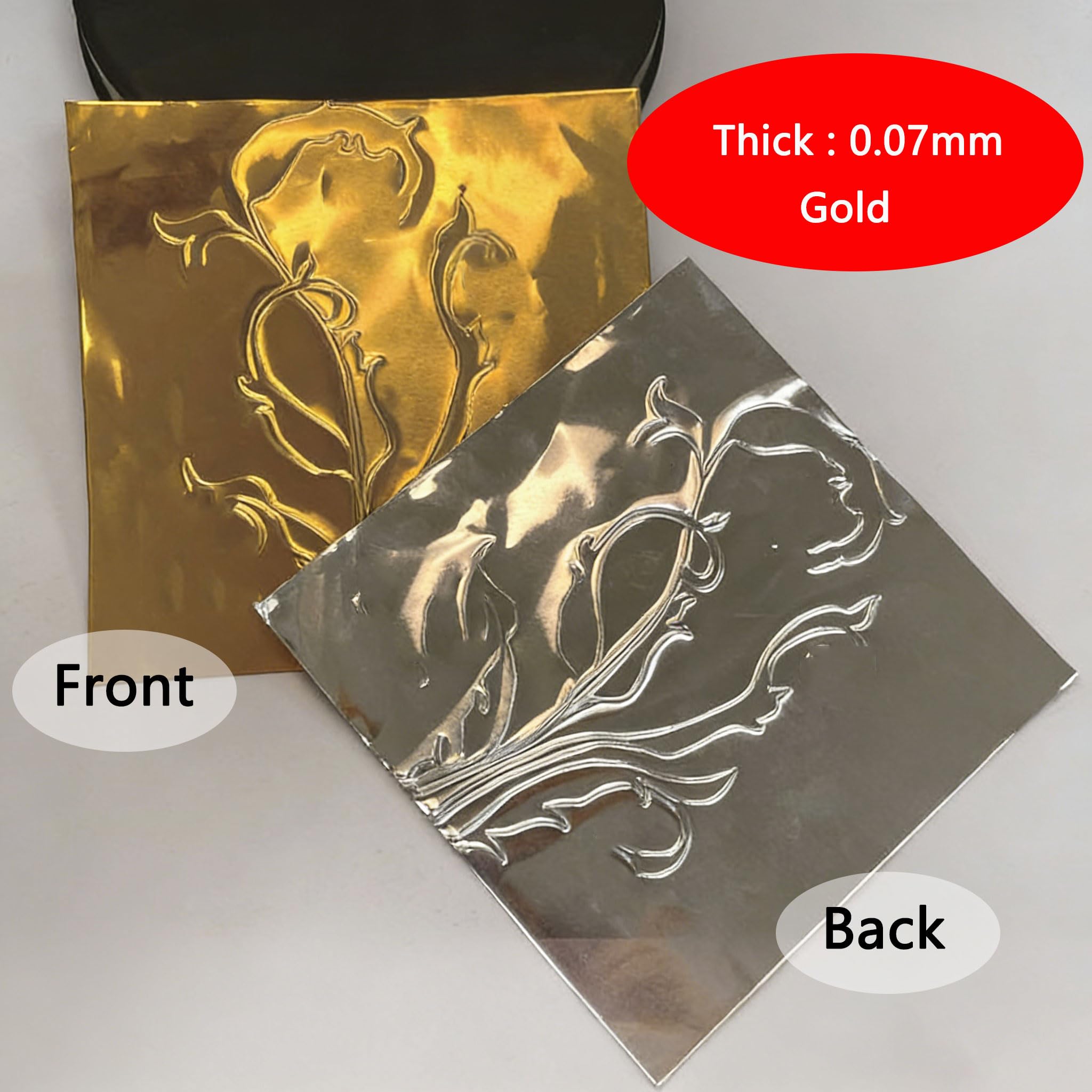 100 Hojas de Aluminio para Artesanía Metálica, Lámina Dorada para Pintura, Grabado, Repujado y Montaje de Proyectos de Arte, 0.07 mm de Grosor(Size:11.81×15.74in（30×40cm）)