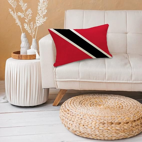 Mousus Trinidad and Tobago Decorative Lumbar Pillow Covers Trinidad and Tobago Flag Cotton Linen Throw Pillowcase Cushion Cover for Couch Sofa Car Chair 12 X 20 Inch