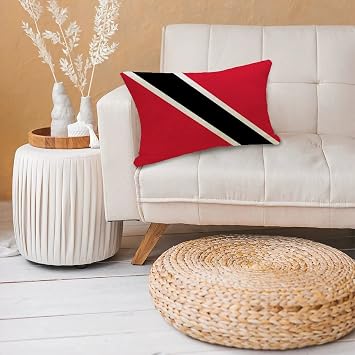 Mousus Trinidad and Tobago Decorative Lumbar Pillow Covers Trinidad and Tobago Flag Cotton Linen Throw Pillowcase Cushion Cover for Couch Sofa Car Chair 12 X 20 Inch