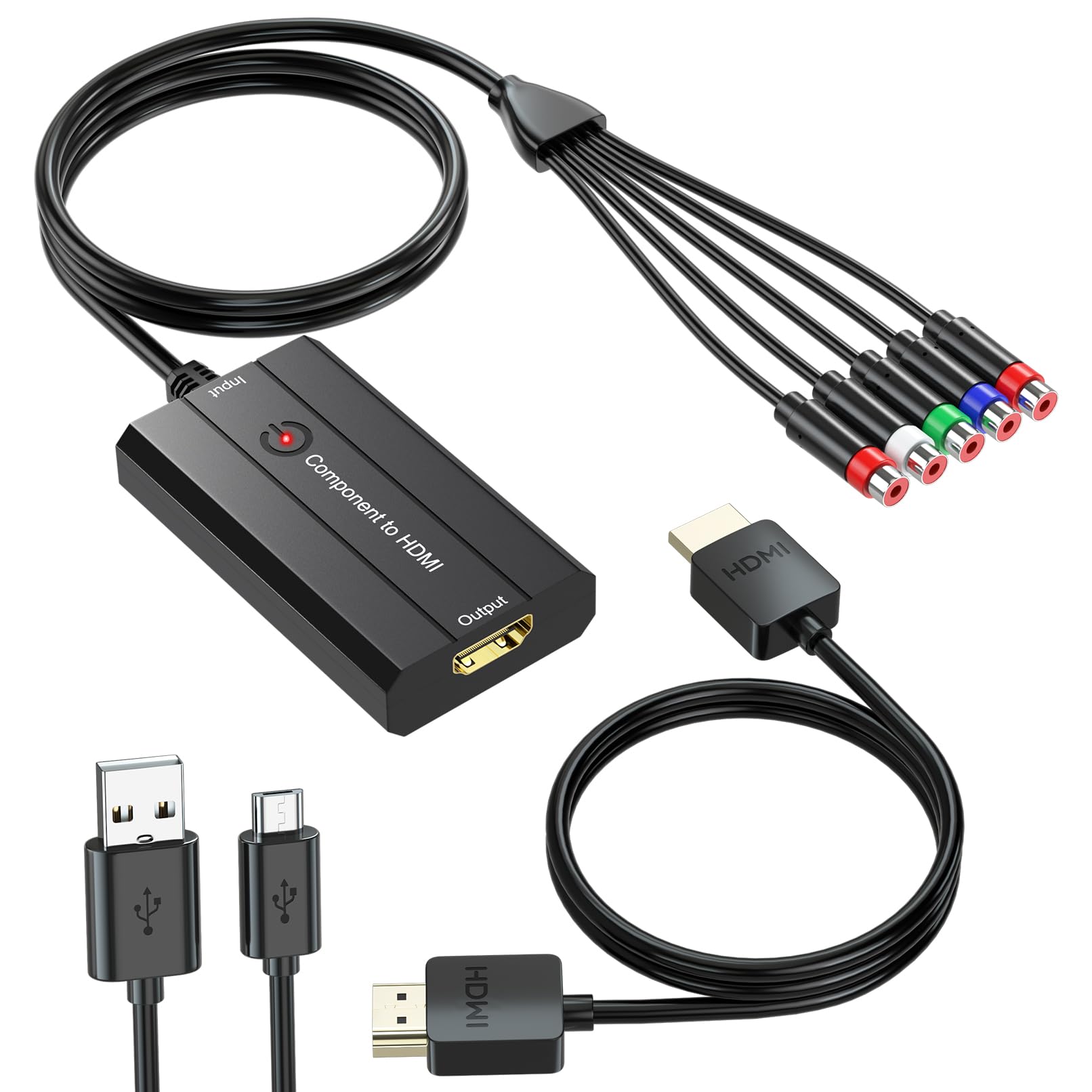 1080P Female Component to HDMI Converter, YPbPr to HDMI Converter for NGC/Wii/PS2 to Display on HDTVs(Only for 480i PS2 Games, not for 240P PS1 Games)