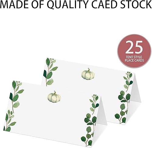 Miniatura 2 de Tarjetas de lugar para fiesta de calabaza blanca, tarjetas editables con nombre, tarjetas de lugar de asiento para mesas, tarjetas estilo tienda de