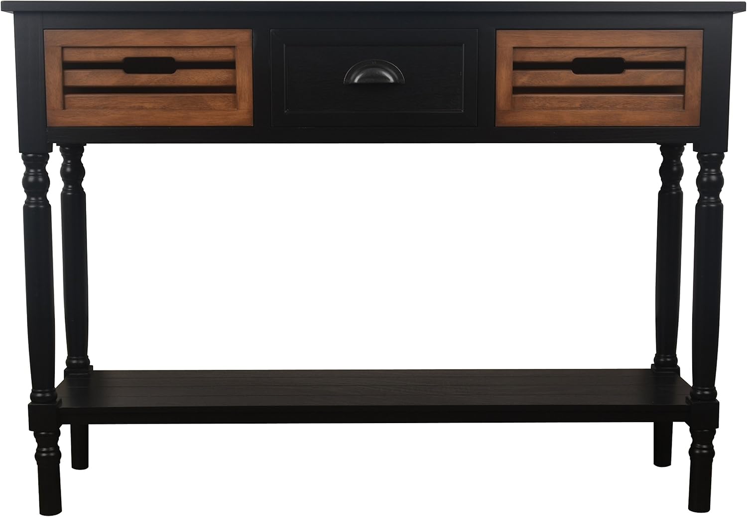 Décor Therapy Melody Three Drawer Wood Console Table, Black