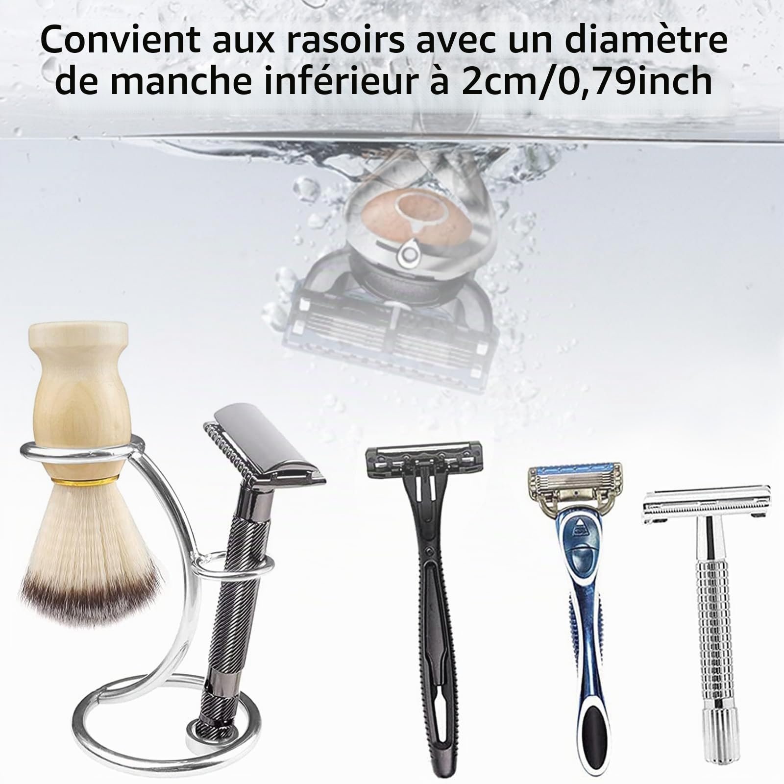 Supports pour Rasoirs et Blaireau de Rasage, Support de Brosse en Métal pour Hommes, Argent