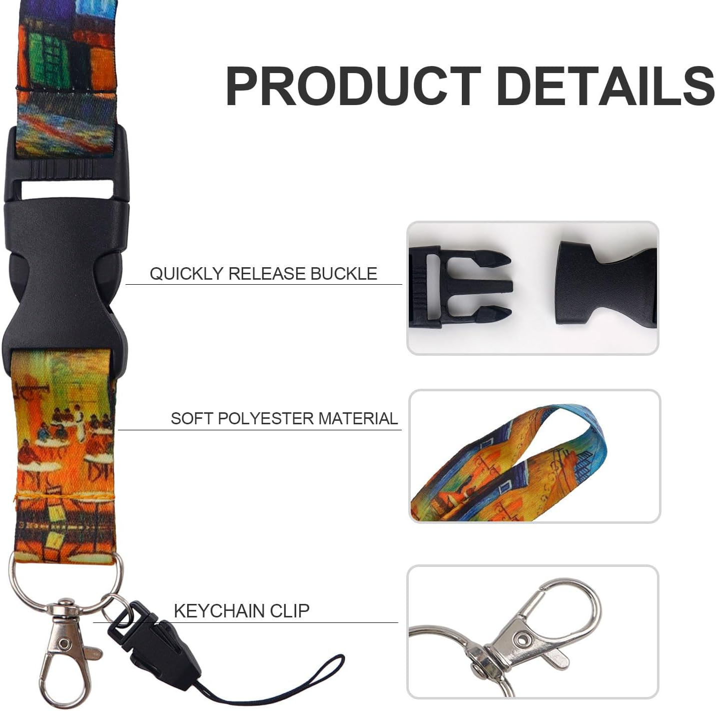 Breakaway Lanyard for Keys, wallets, Card Holders, Quick Release Buckle Detachable Lanyard with Keychain, Neck Wrist Lanyard for Women Teacher Nurse - Image 5