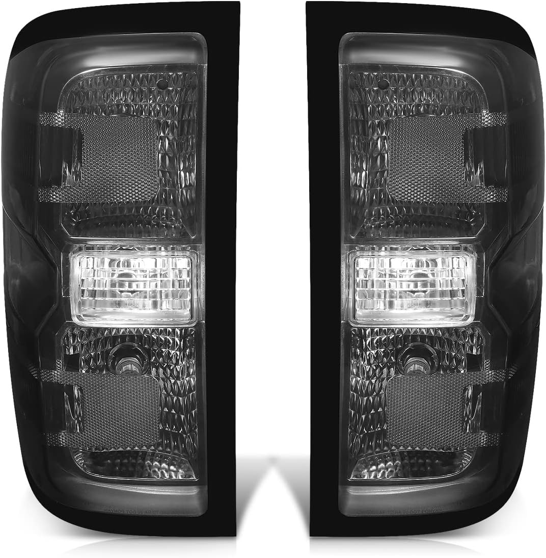 PM PERFORMOTOR [Pair Tail Light Assembly Compatible with 14-19 Chevy Silverado/GMC Sierra,Black Housing