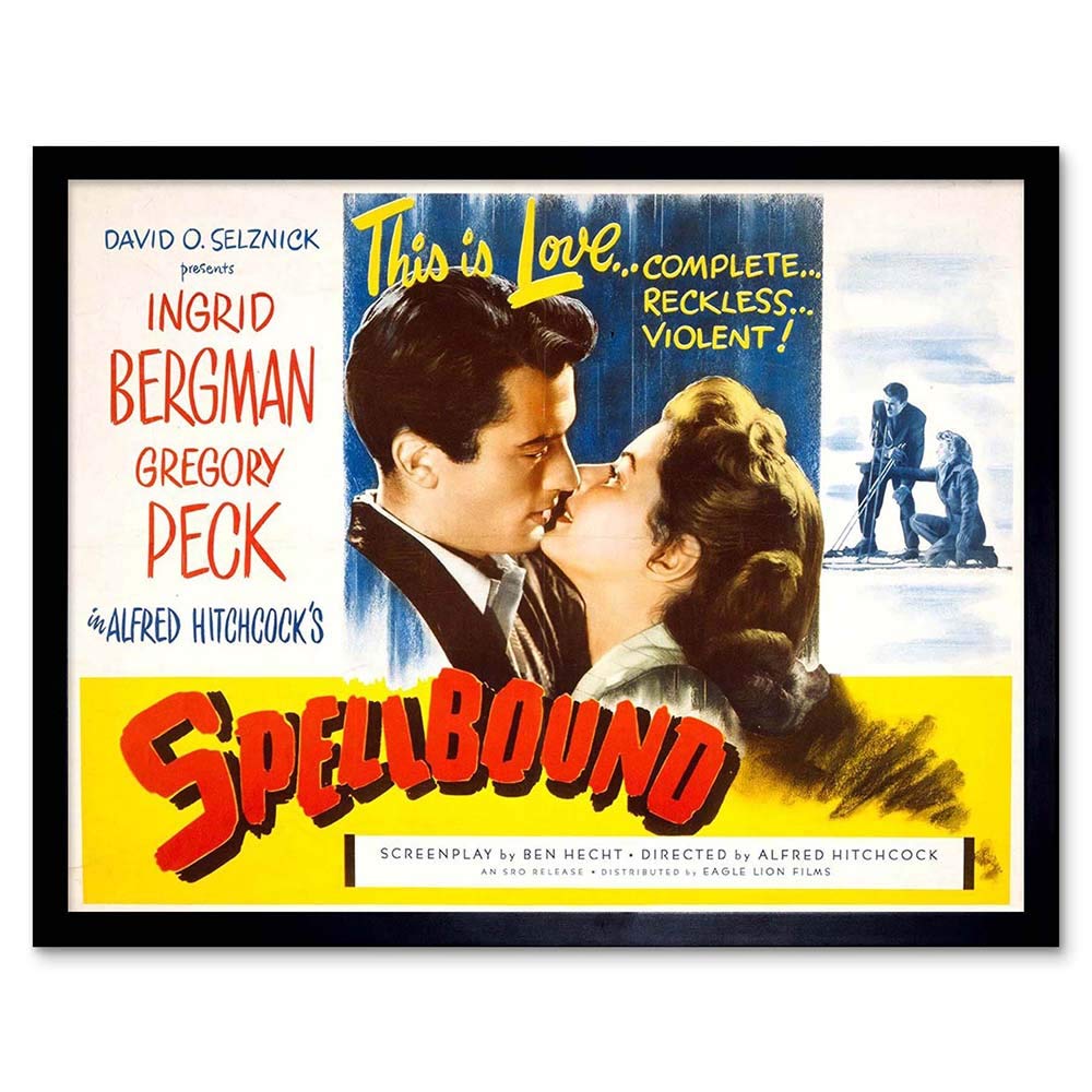 Wee Blue Coo Advertising Movie Film Spellbound Hitchcock Bergman Peck Art Print Framed Poster Wall Decor 12X16 Inch