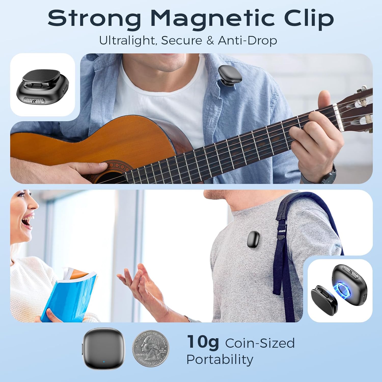 Wireless Lavalier Microphone for iPhone/Android, Lapel Mics with Lighting/USB-C Plug-Play, AI Noise Cancellation, 35H Battery Life, 164ft Range for Stream, Vlogging & Podcast, Magnetic Clip Mic
