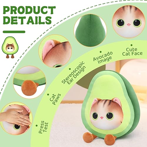 Miniatura 2 de Caaaat Juguete de peluche de animal de peluche, lindo cojín de peluche de gato, almohada de felpa de aguacate para niños y adultos, 9.6 pulgadas