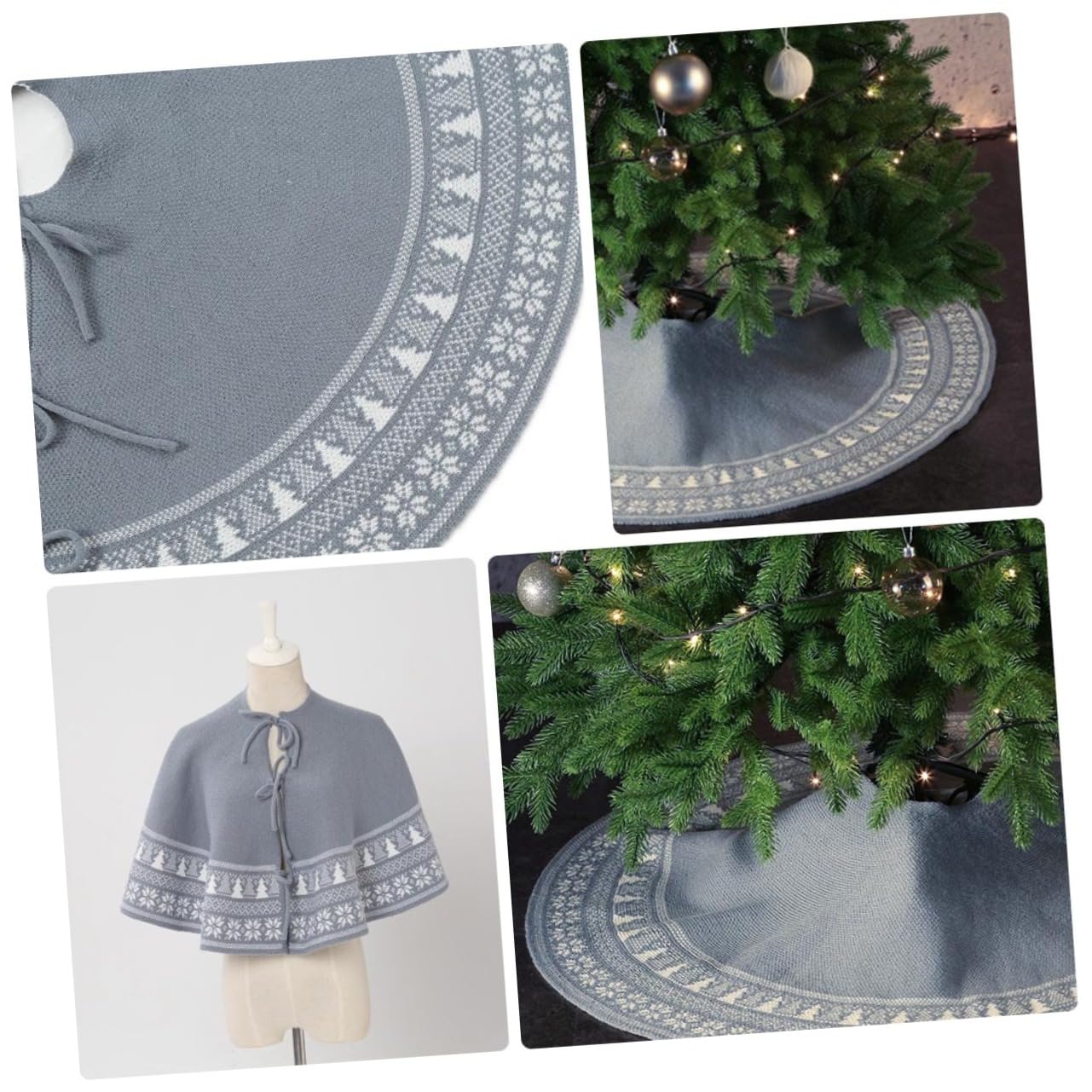 1pezzi Grembiule Per Albero Di Natale in Maglia Fiocchi Elementi Natalizi Decorazione Versatile Per Casa o Evento
