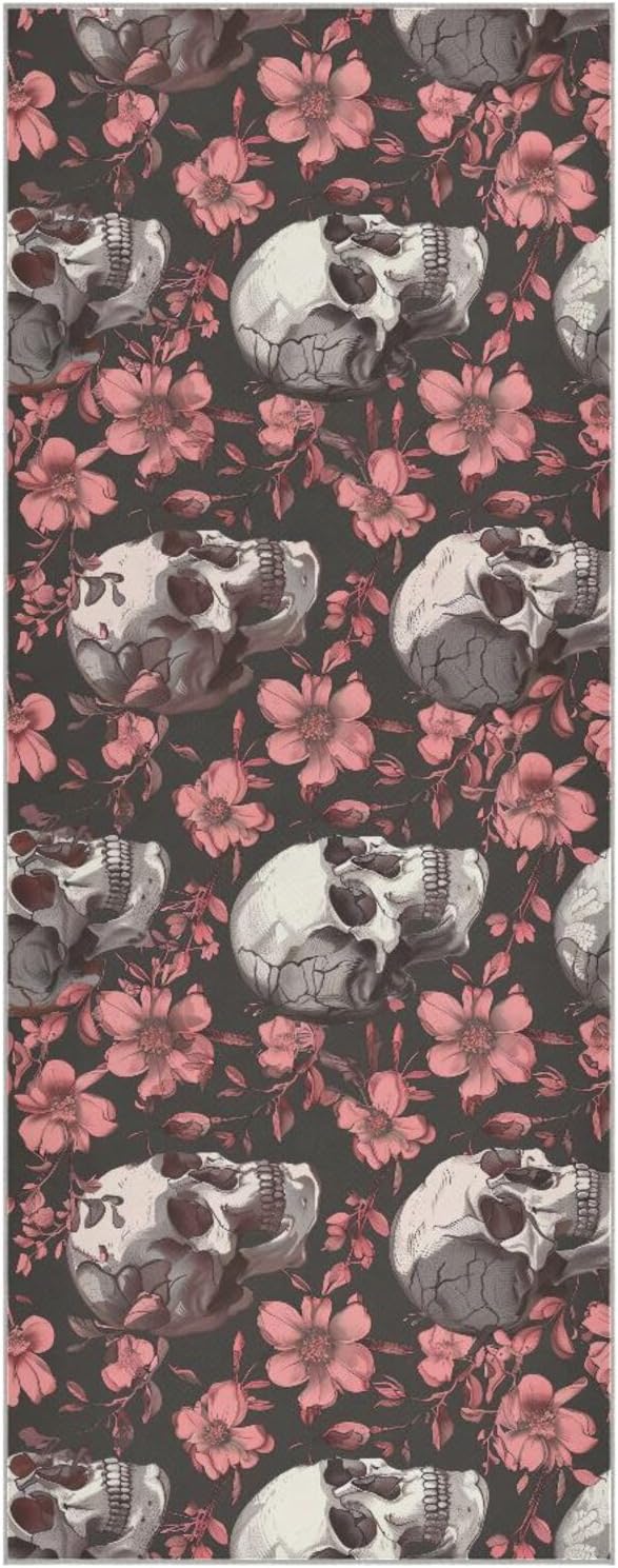 Skulls and Flowers Yoga Towel Mat with Organizer Bag Sweat Absorbent Yoga Mat Towel Non Slip for Hot Yoga Pilate Fitness 27