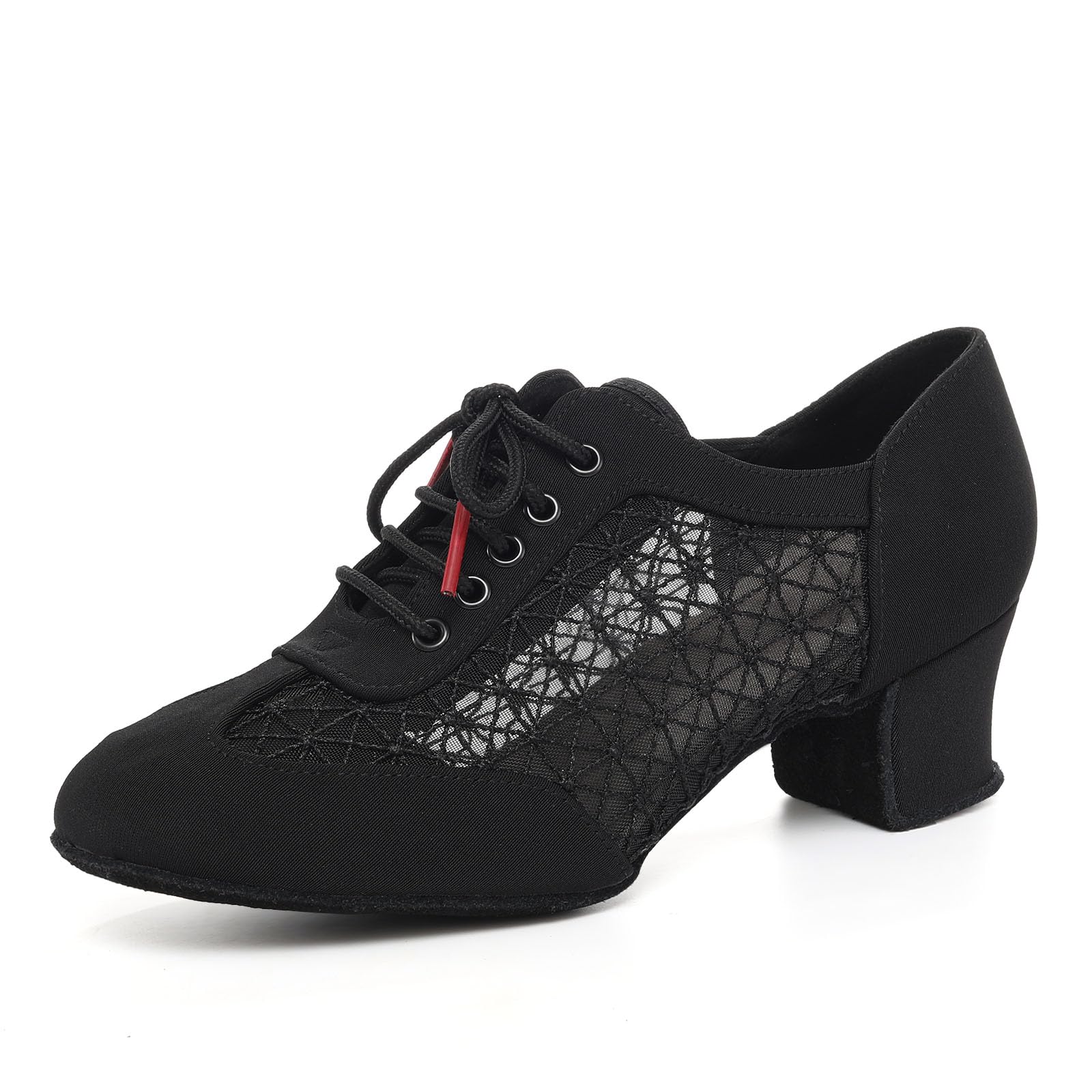 Zapatos de Baile Latino Salsa Práctica para Mujeres Tacón Bajo Cordones Zapatos de Baile de Salón Entrenamiento