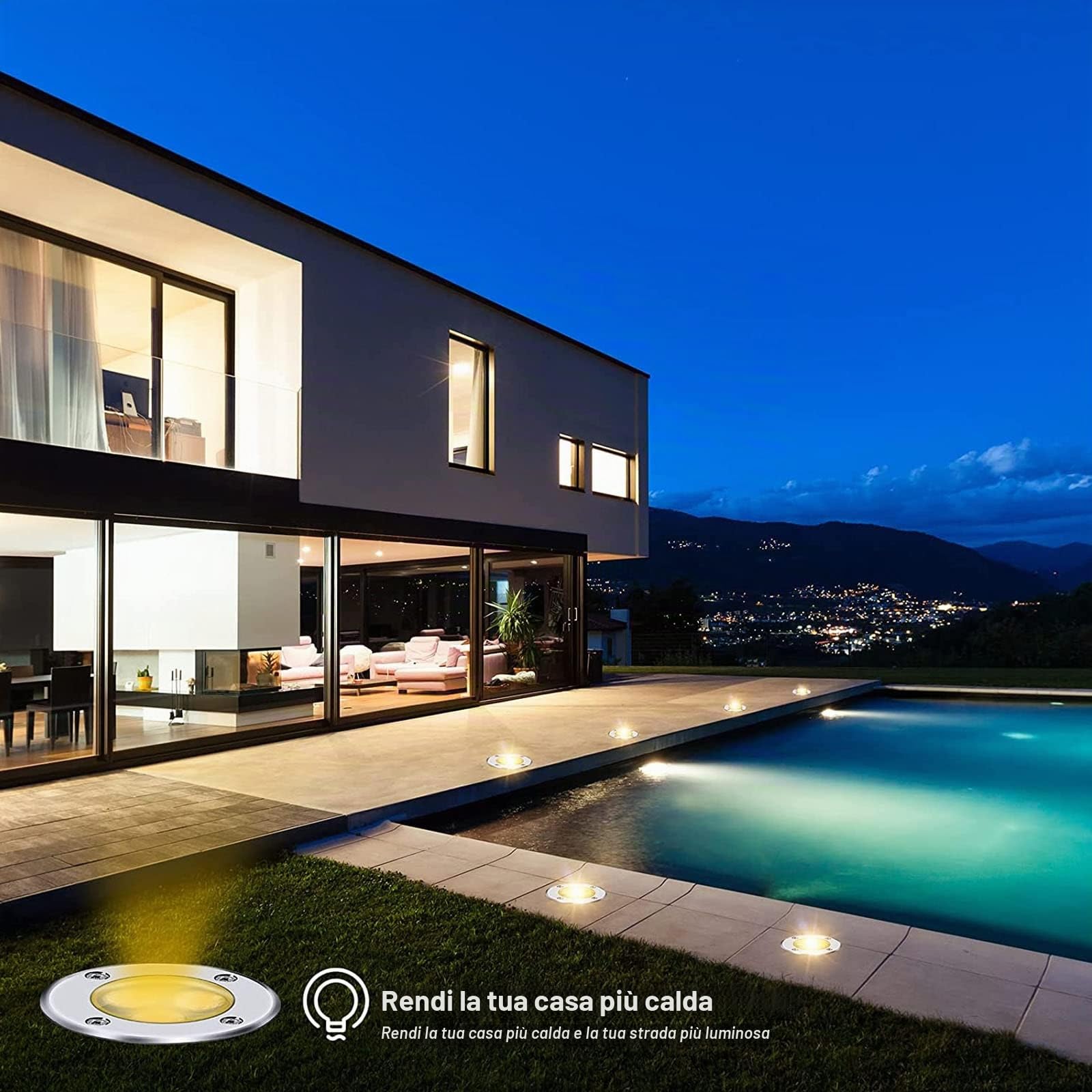 Faretto da Pavimento Faretto Da Incasso a Terra 3w 12v 24v LED Luci da Incasso Faretto caldo Bianco