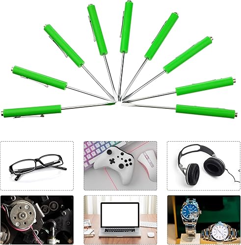 Miniatura 66 de Honoson 10 destornilladores de bolsillo mini tapas y clips de bolsillo, destornillador pequeño magnético ranurado con una sola cabeza de hoja