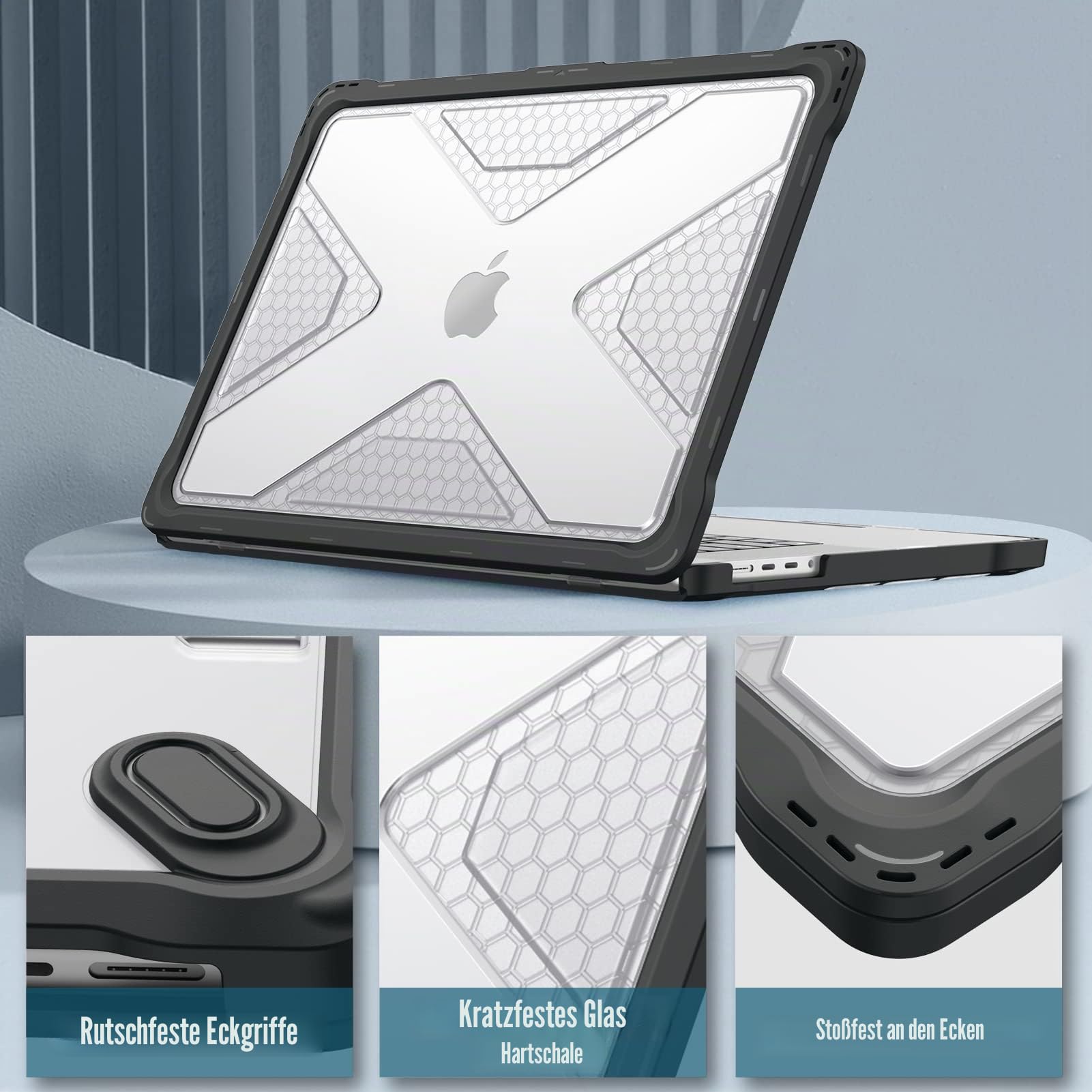 Fintie Hülle Kompatibel mit MacBook Pro 16 (2026-2021) M5 M4 M3 M2 M1 Pro/Max A3428 A3429 A3186 A3403 A2991 A2780 A2485, Ganzkörper-Rugged Schutzhülle TPU Stoßstange Case, Transparent