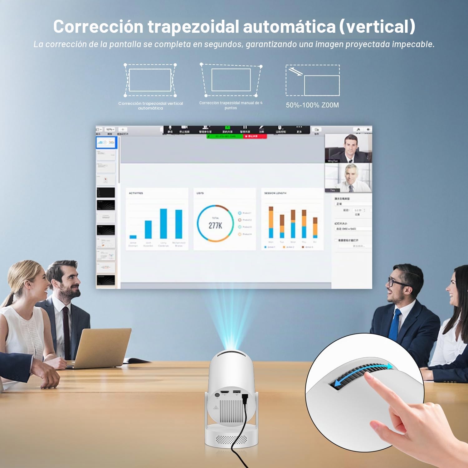 [ 2026 Upgraded & App Integrada] Salange Mini Proyector 4K 1080P Support, Proyector Inteligente Android 14, Beamer Handy pequeño para Exteriores, Altavoz de Graves de 5W, WiFi6 Bluetooth 5.4