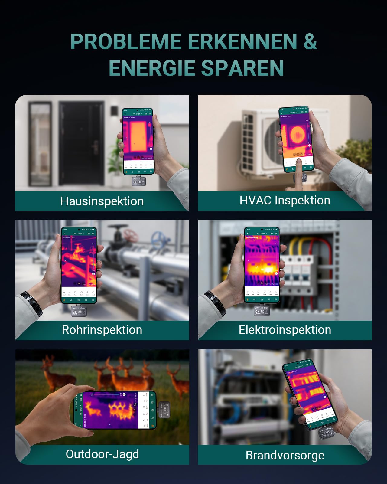 Wärmebildkamera Thermal TS1 für Android, Infrarotkamera Wärmebildkameras mit 512×384 Superauflösung Infrarot Kamera mit USB-C, -20°C bis 550°C, Haus-Inspektion 15x Zoom