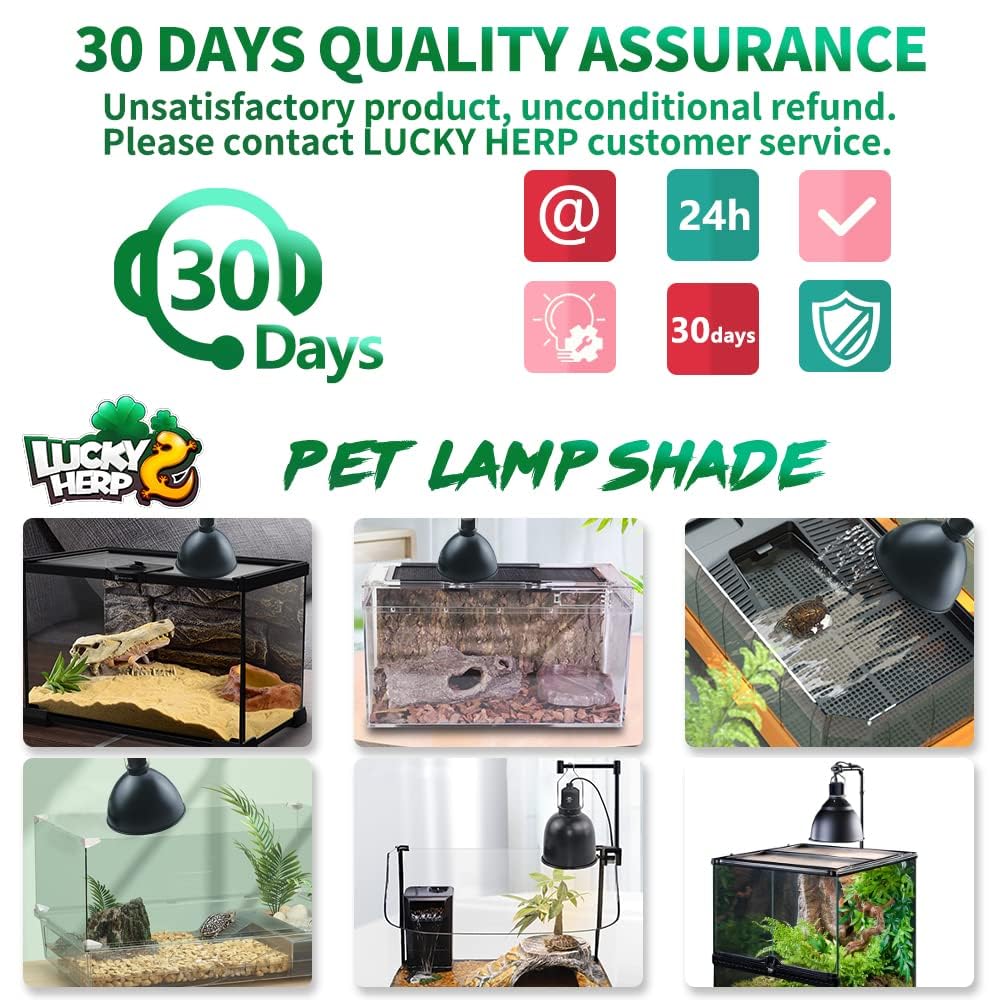 LUCKY HERP 14cm Reptilien Terrarium Dome Lampen, E27 Aluminium Reflektorlampe für Wärmelampe, 100W Terrarium Lampe UVB für Schildkröte, Bartagame, Huhn, Hund