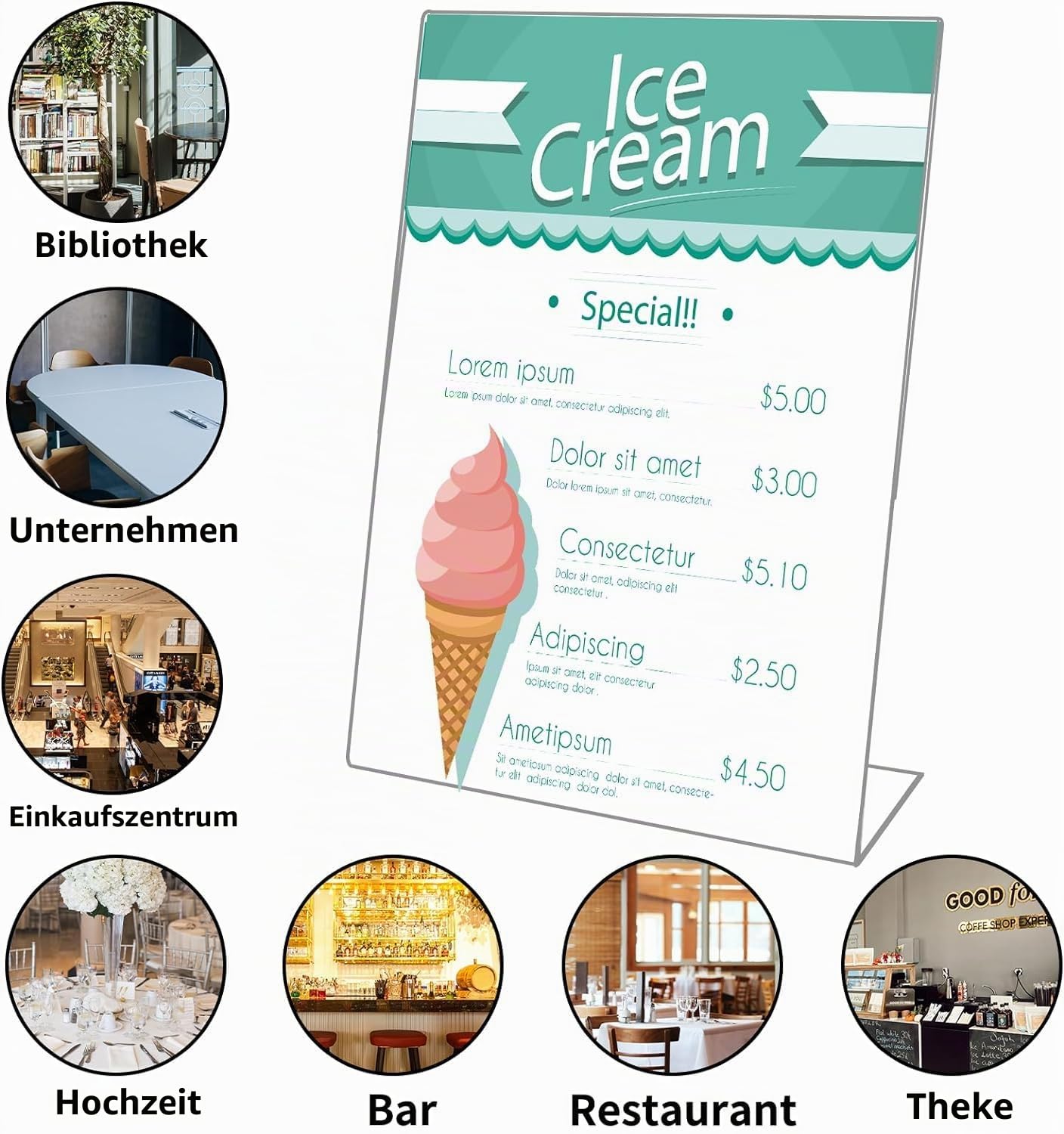 10 Stück A5 Acryl Tischaufsteller, Transparenter Aufsteller Kunststoff Menü Rack Display (A5-L 10Pack)