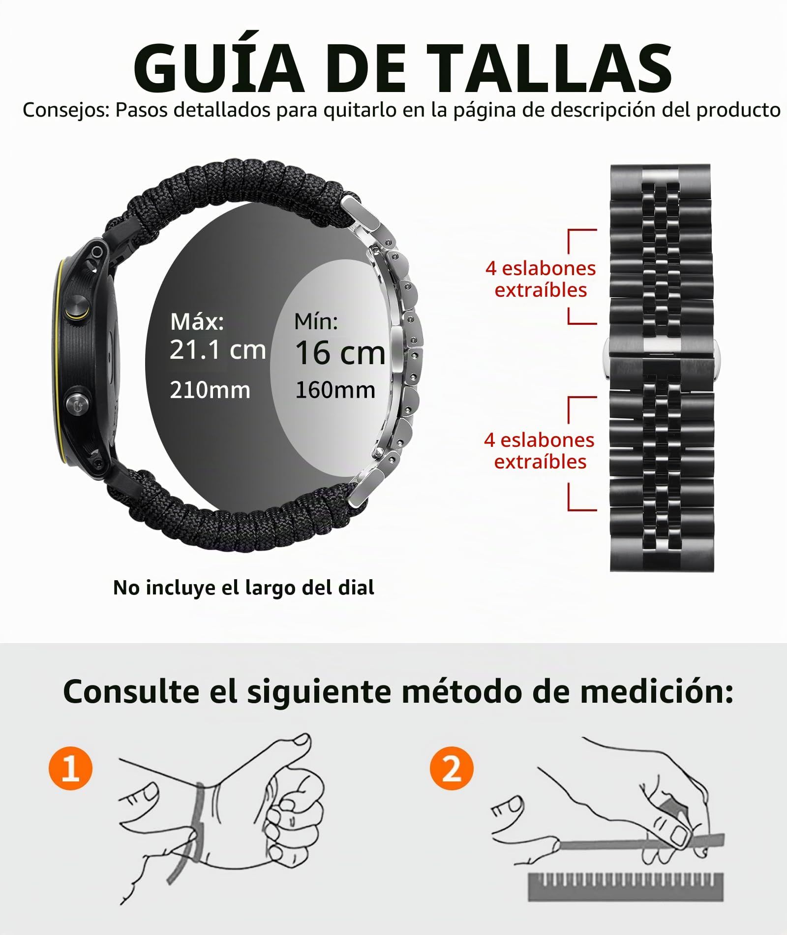 BINLUN Compatible con Garmin Correa 22mm 26mm Paracord 550 Trenzado Acero Correa de Repuesto Compatible con Quickfit Compatible con Fenix Compatible con Forerunner Compatible con Approach