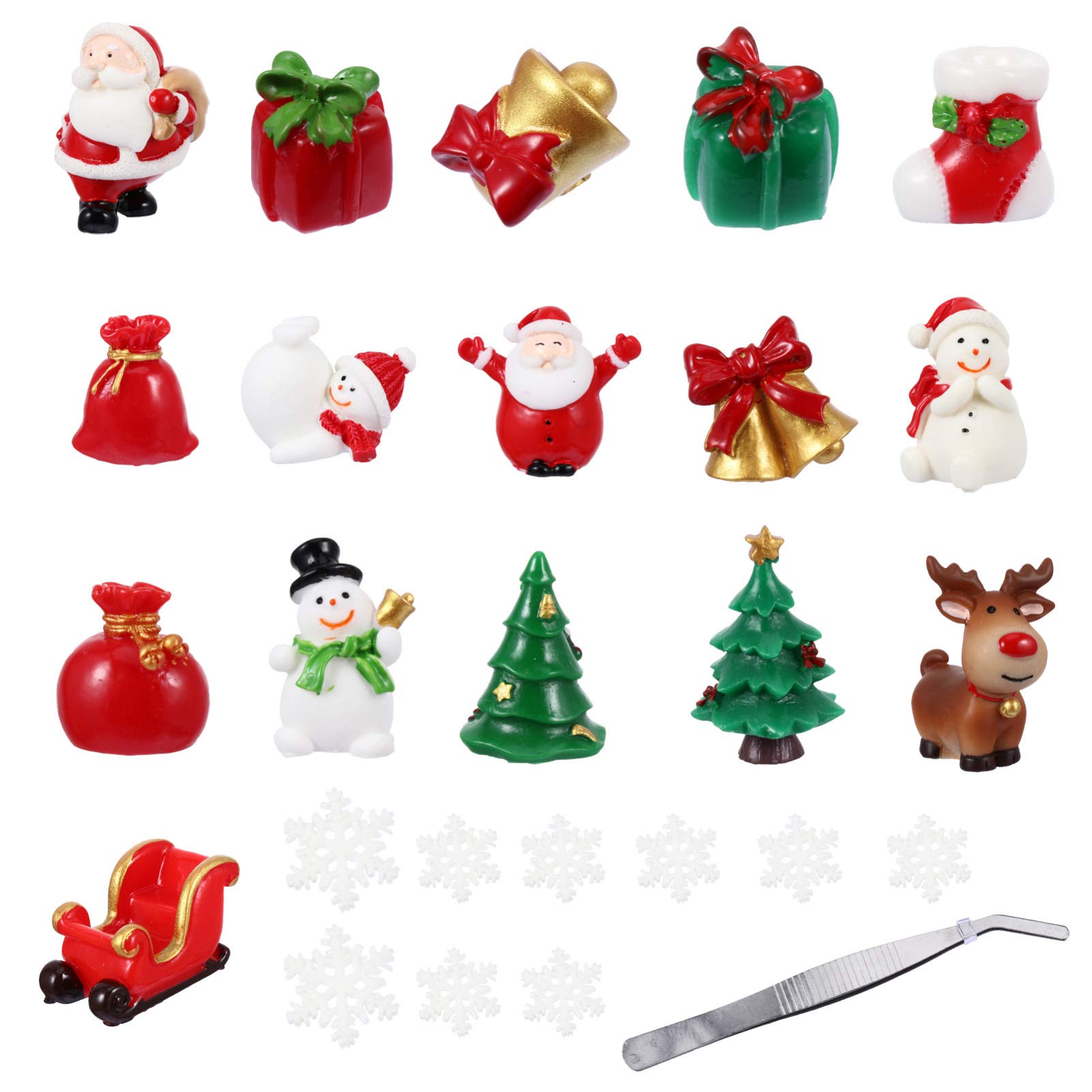EXCEART 27pezzi Mini Ornamenti Natalizi in Resina Pinzetta Ornamenti di Cartone Animato Micro Paesaggi Natalizi Decorazioni per Casa e Giardino
