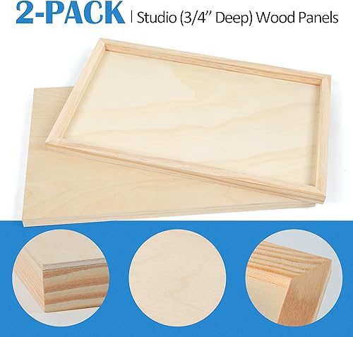 Miniatura 10 de Falling in Art - Juego de paneles de lienzo de madera de abedul sin terminar, paquete de 2 tablas de cuna de 16 x 20 pulgadas de profundidad para