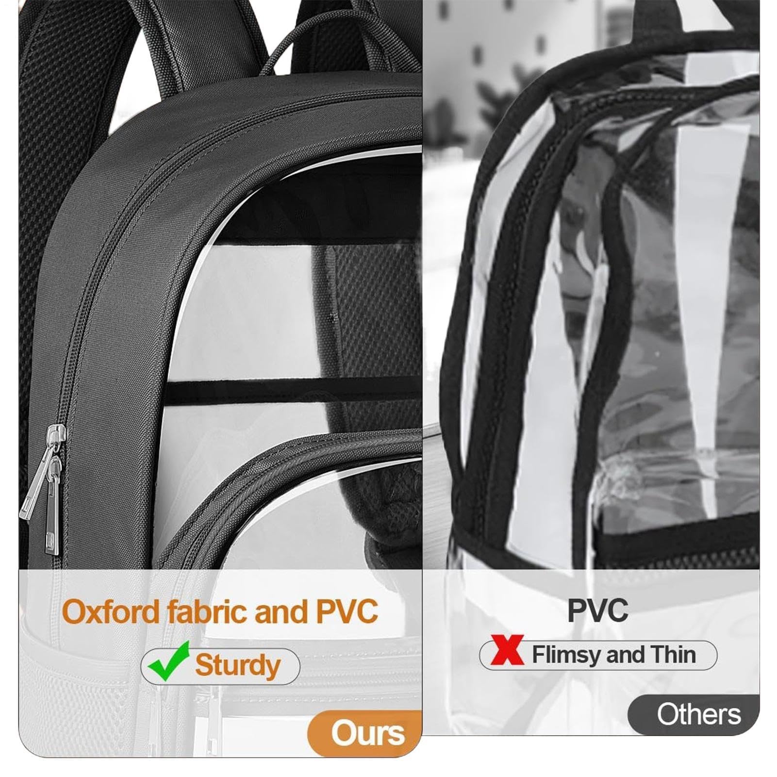 Transparente Rucksäcke für Schule PVC-Material, wasserdicht und einstellbar