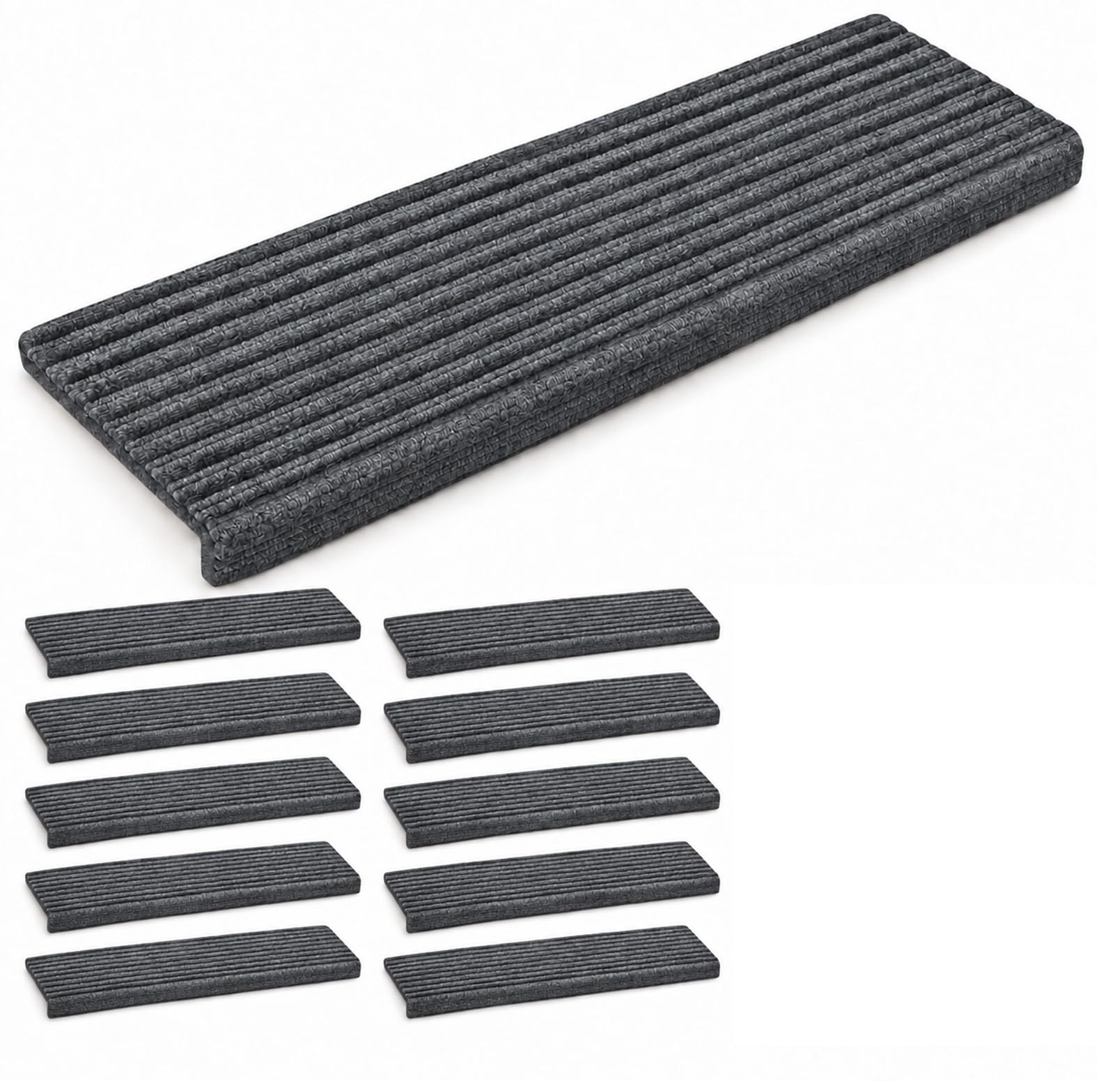 BREEZENEST 10pcs Stair Pads – Non-Slip Carpet Step Protectors 60x23cm — image 1