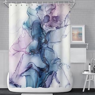Abstract Watercolor Marble Bathroom Shower Curtain Purple and Blue Gradient Bath Curtain Waterproof Polyester Shower Curtains with Hooks Modern Artistic Aesthetic Home Decorative, 69x70 Inch