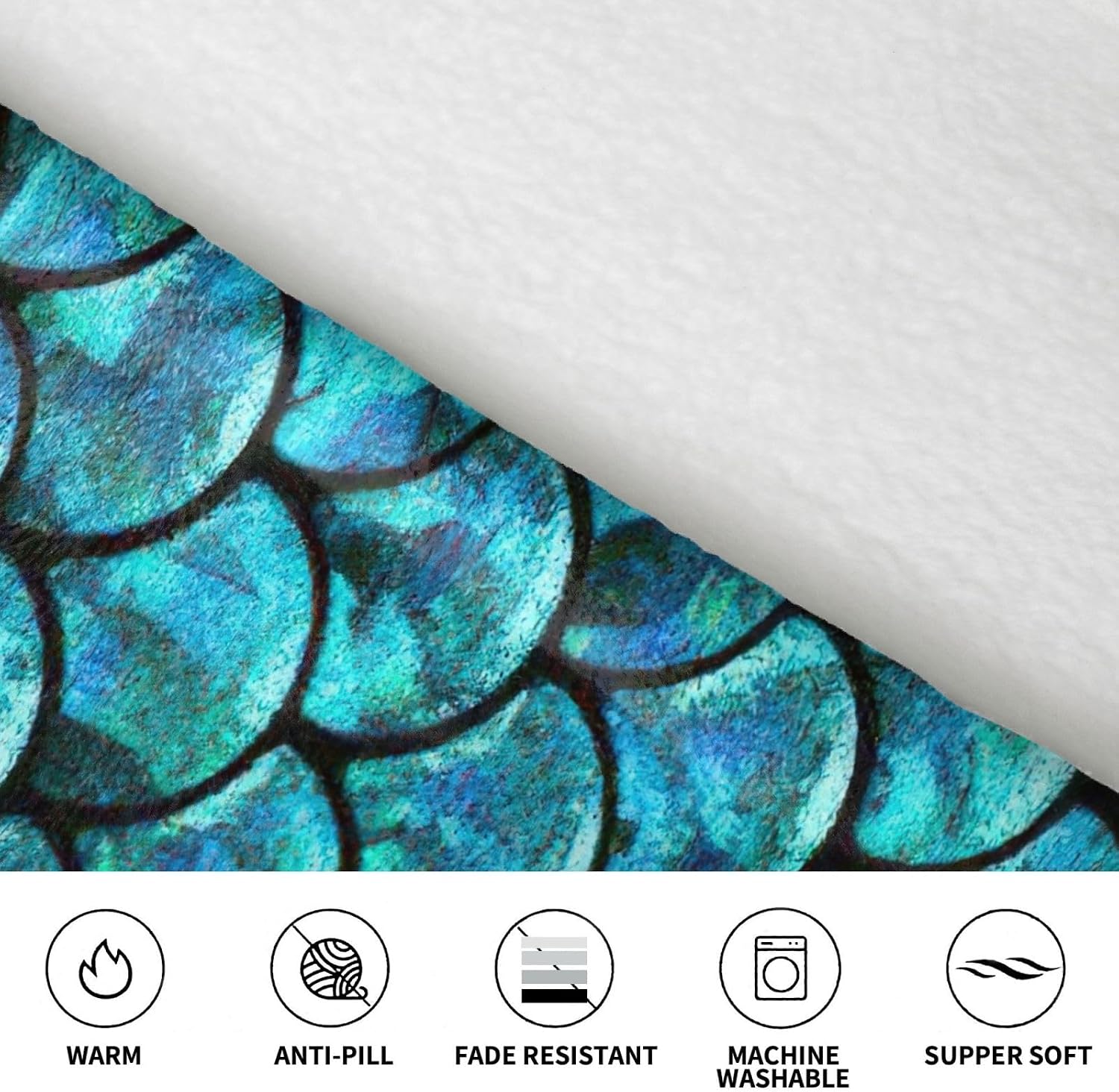 Fish Scale Print Oversized Blanket Hoodie, Wearable Blanket Hooded,Hooded Pullover With Pocket