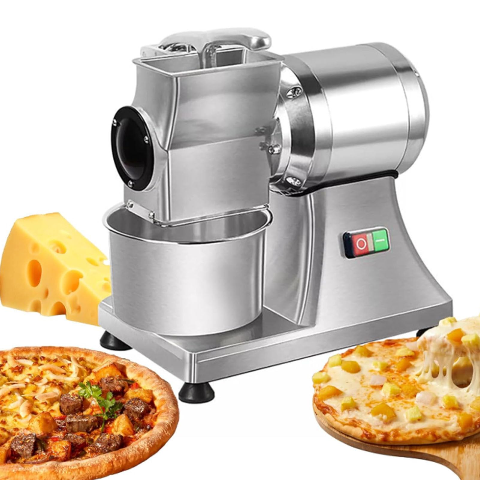 ASerZenith Commercial Electric Cheese Grater, 550W Stainless Steel Shredder For Cheese Butter Bread Bran, High Efficiency 88Lb/Hour