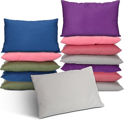 Kigley Paquete de 12 mini almohadas para guardería de 9.1 x 13.8 pulgadas, almohada de viaje pequeña a granel suave y transpirable, almohada de