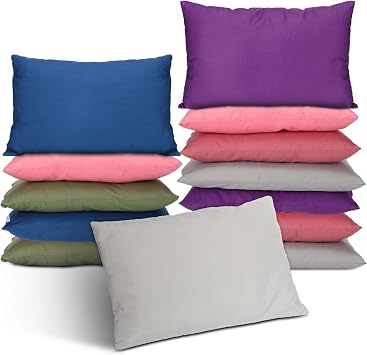 Kigley 12 Pack Mini Pillows for Daycare 9.1 x 13.8 Small Travel Pillow Bulk Soft Breathable Cotton Pillow for Nap Travel Pet Neck Lumbar Purse Insert Dark Color