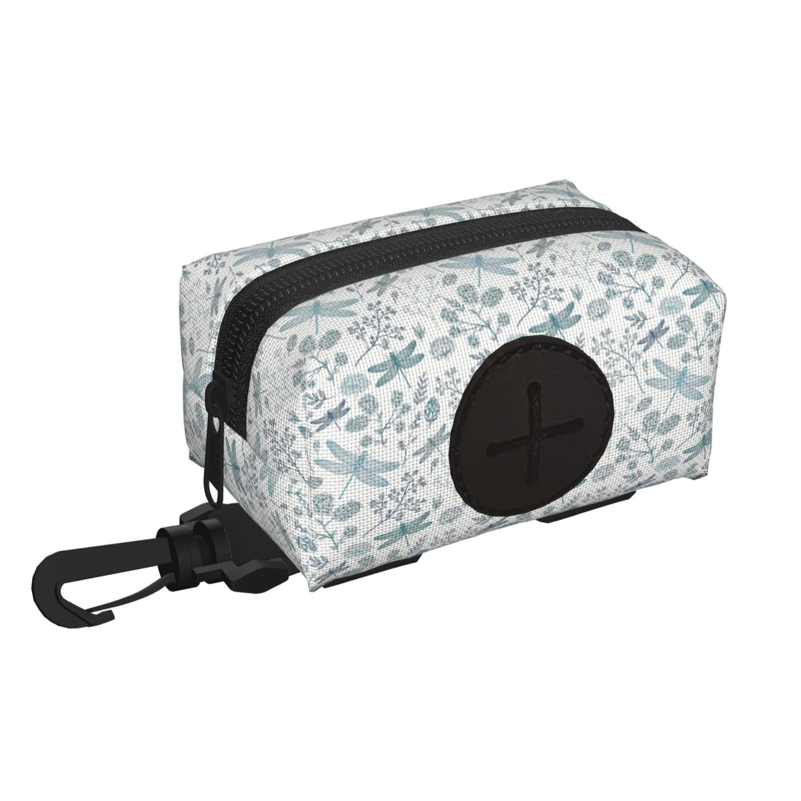 Pphgut Black Dragonfly Flower Print Waterproof Pet Waste Treat Bag Outdoor Walking Hiking Pouch Camping Accessory