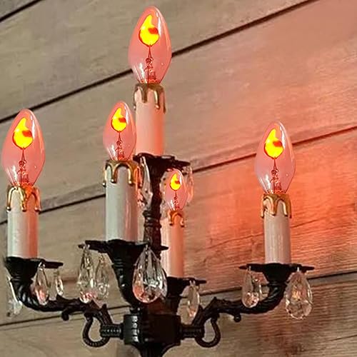 Miniatura 4 de Bombillas de llama parpadeante de Navidad C7 bombillas Edison transparentes con brillo naranja, bombilla de candelabro E12 de 1 vatio para cadena de