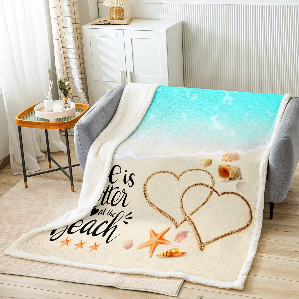 Couverture de plage océan 152x203 cm en polaire respirante pour lit enfant