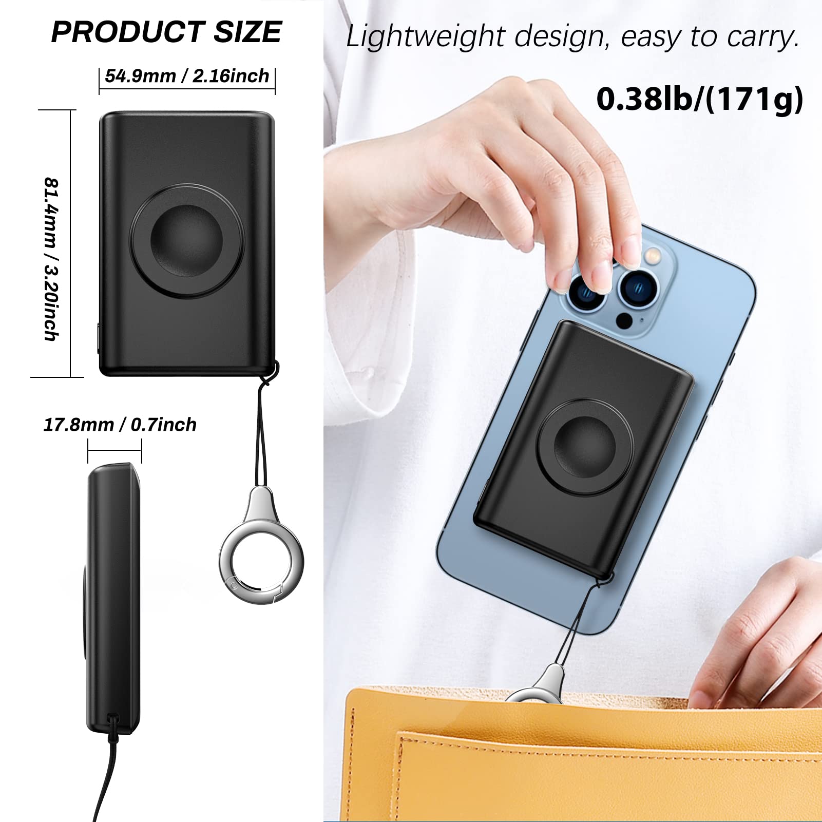 Przenośna mini ładowarka 3000 mAh do Apple Watch 9/8/7/6/5/4/3/2/1/SE, bezprzewodowa ładowarka do zegarka iWatch, kompaktowa i lekka magnetyczna ładowarka powerbank do iPhone 15 14 1 3 12 Pro Max Mini