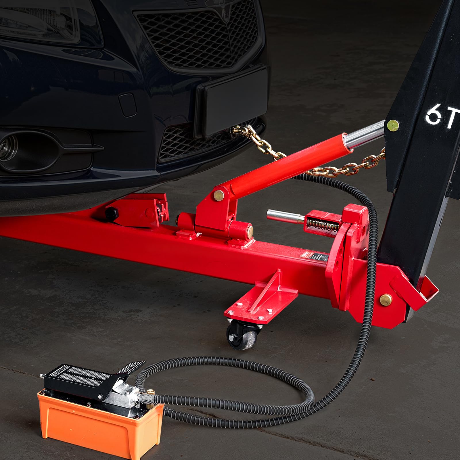 VEVOR Équerre de Tirage de Châssis Force 6T, Banc de Redressage de Carrosserie avec Pompe à Pied Hydraulique 6000 PSI et Tige Pivotante, Système de Réparation de Châssis pour Berline, SUV, Pick-up