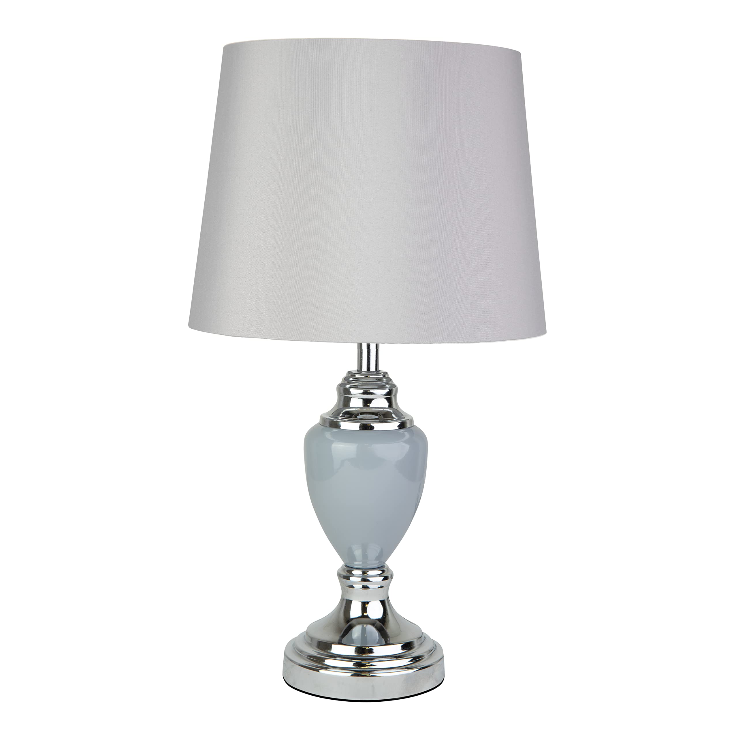 Lighting Supermarket Grey Hepburn Small Ceramic Table Lamp With Matching Shade - Modern & Silver