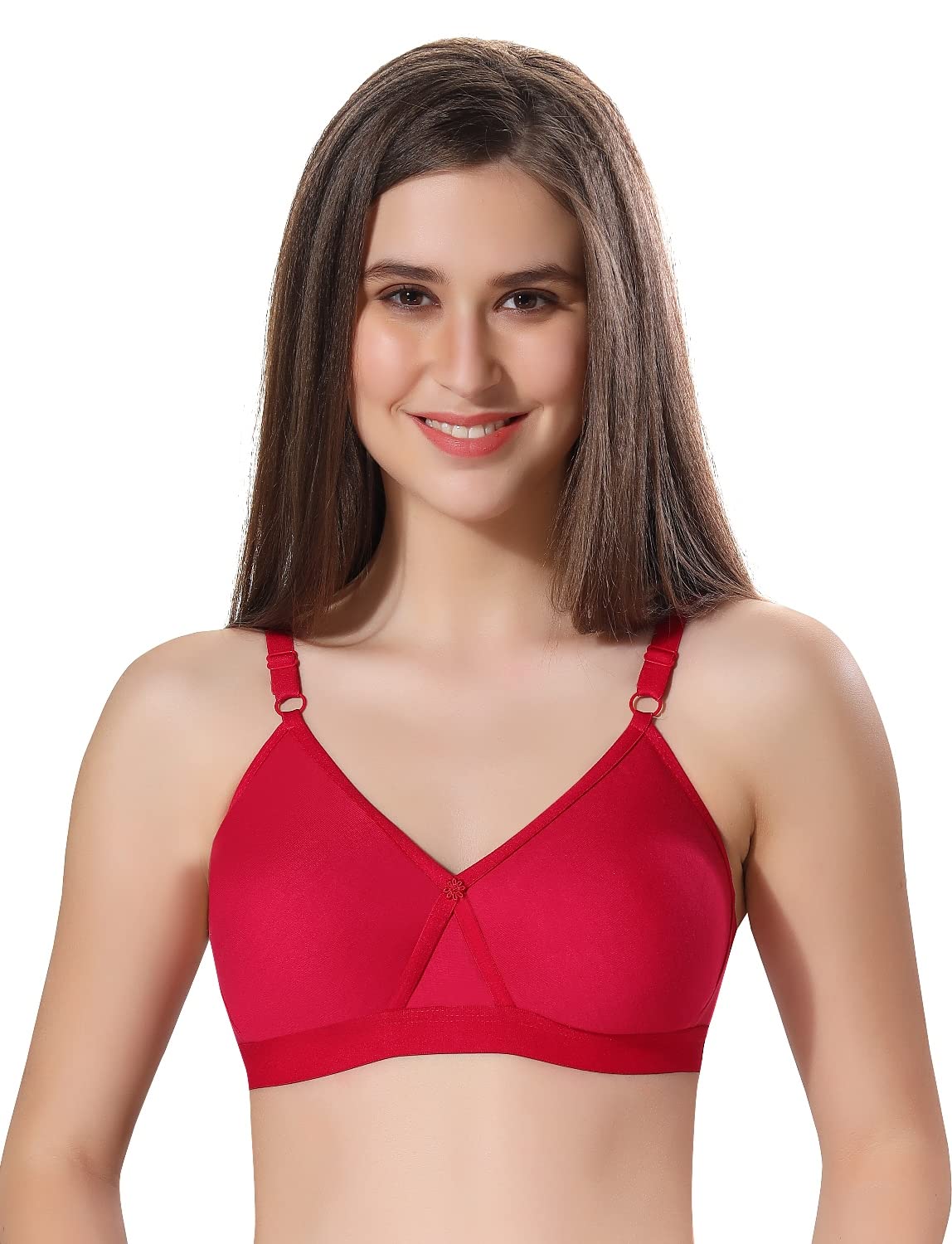 Women's Cotton Seamless Non-Padded Non-Wired Bra, Cross Belt, Heavy Support, Double Layer Cups, Broad Elastic Bra-image-48