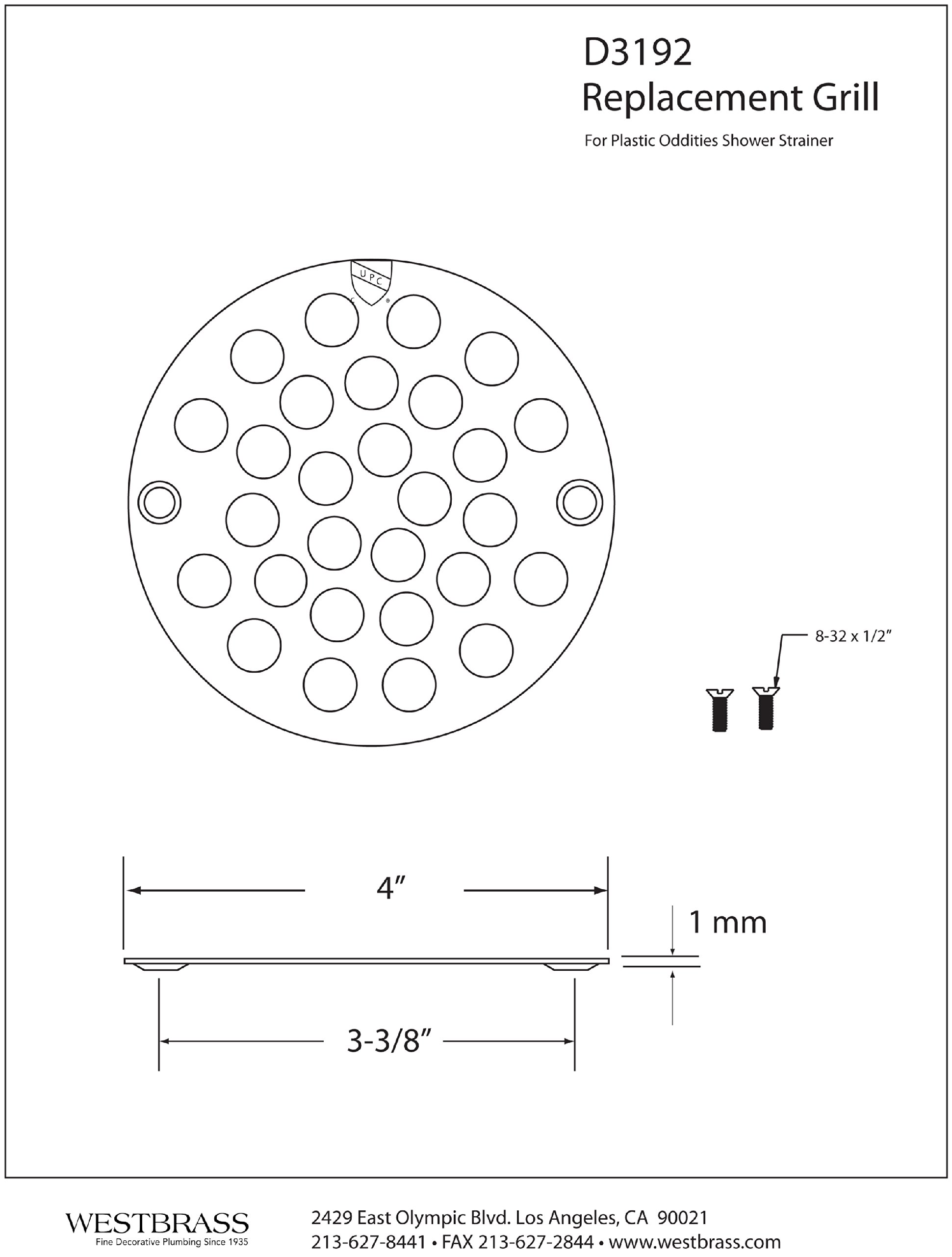 Piletta Scarico Click Clack 11/4 Quadrata In Ottone Cromato Per Lavabo