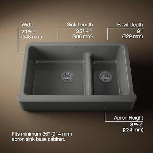 Vista 92 de Kohler Fregadero de la granja Kohler Whitehaven, Frente al delantal altos, K-6489-0, Blanco