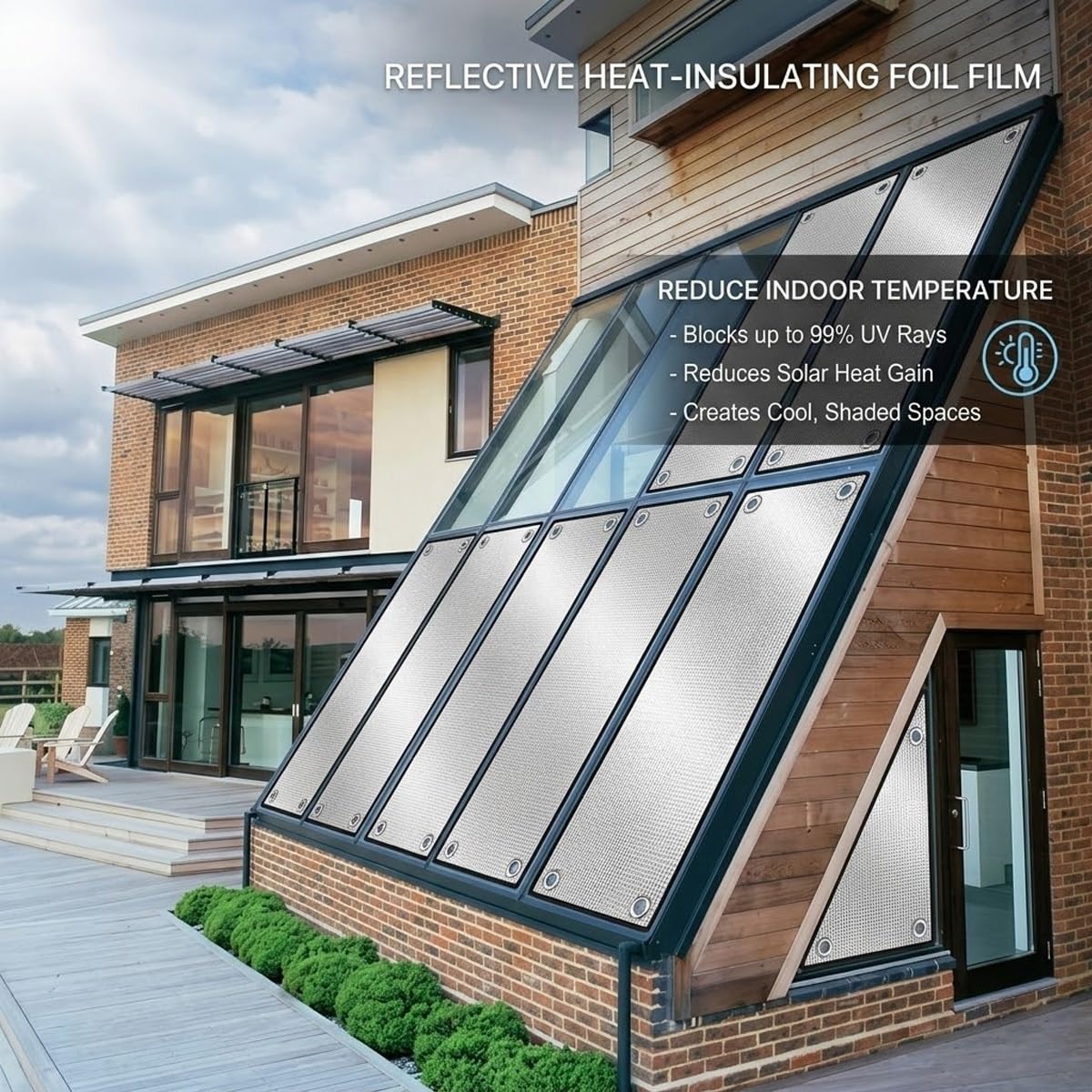 8mm Film Isolant Thermique Fenetre Aluminisé, Film Occultant Réfléchissant Ventouse, Rideau Protection Solaire Intimité Double Couche pour Camping-Car, Véranda, Loggia(160x200cm)