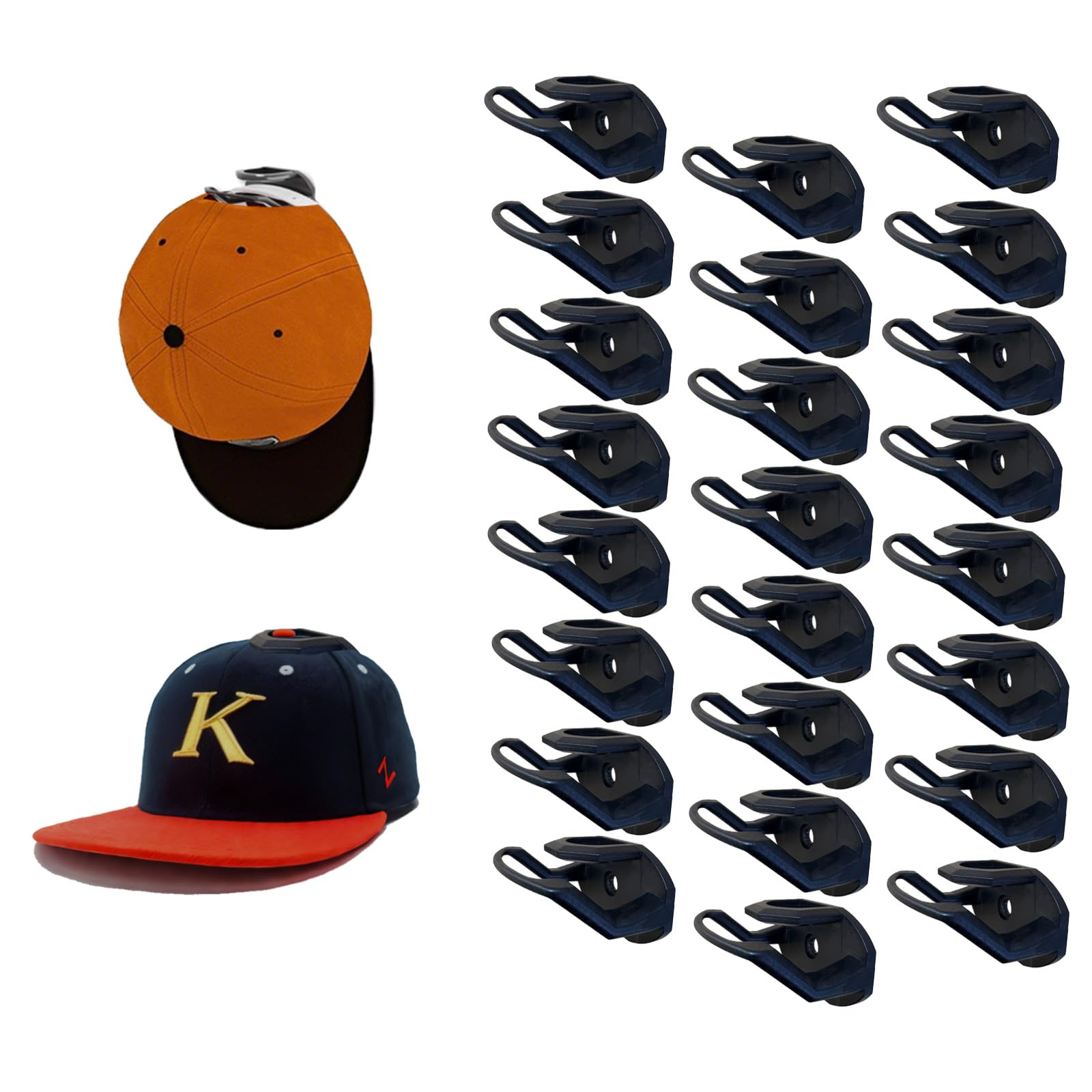 FAYYGYH 24 Pack Adhesive Hat Hooks for Wall, Strong Baseball Cap Rack, Hat Organizer Display for Home Decor, Hat Hangers Holder for Wall, Door, Closet, No Drilling (Black)