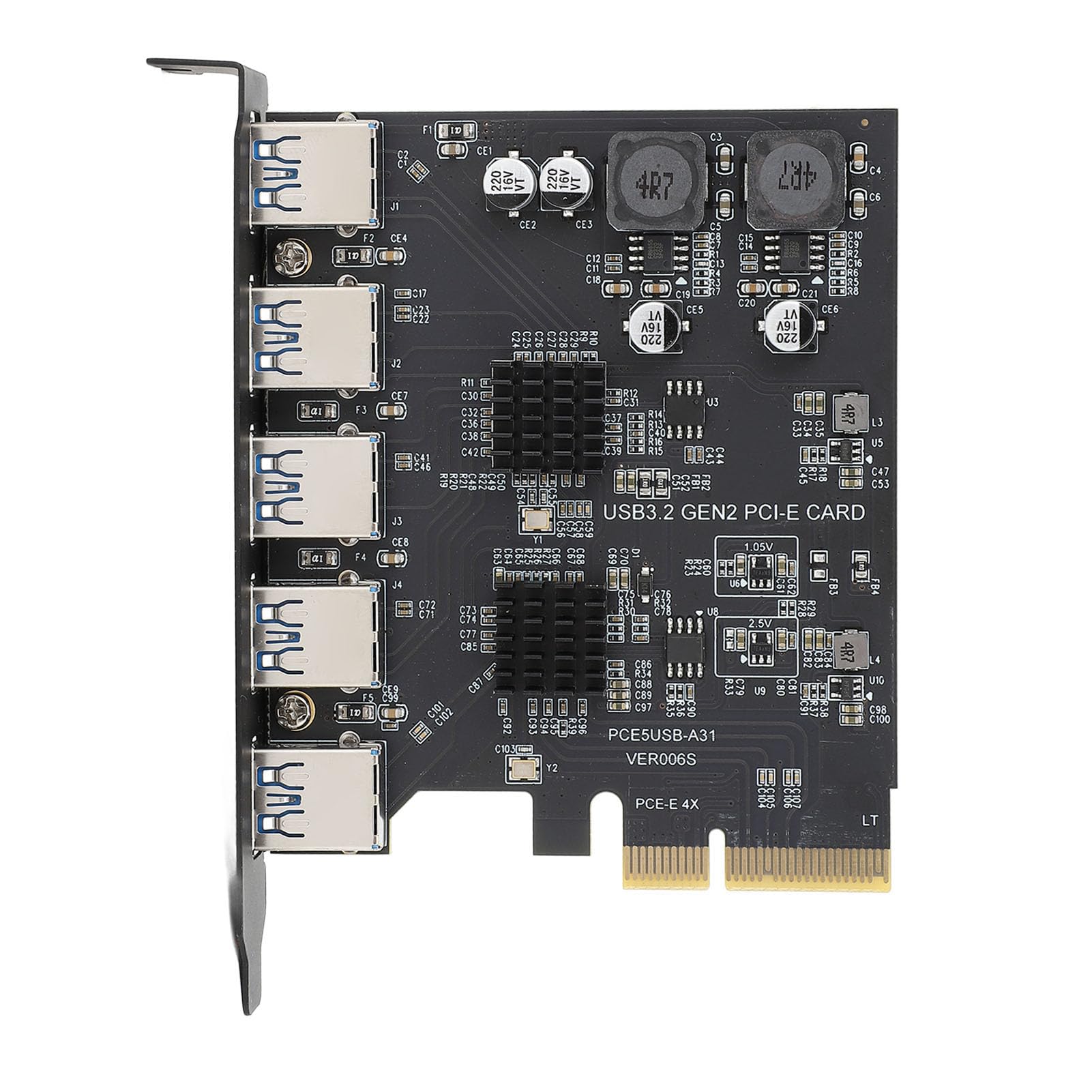 USB 3.2 Gen 2 Expansion Card, Premium Main Control Chip, 5 Ports, 10Gbps Transfer Rate, High Compatibility, for Windows 7 10 11 with for