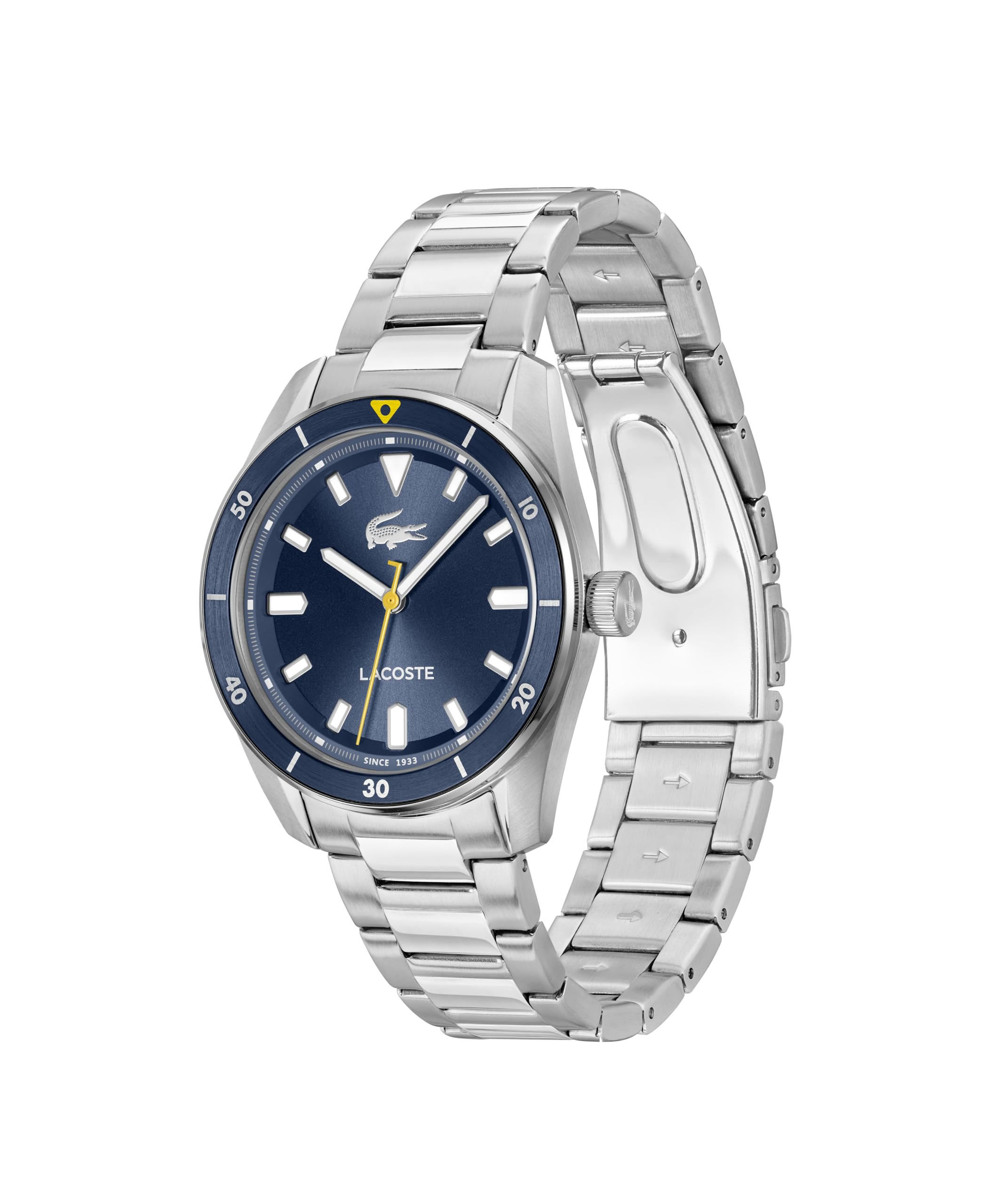 Lacoste Uhr mit DREI-Zeiger-Quarzwerk für Herren Kollektion Boston mit Silbernes Edelstahlarmband - 2011424