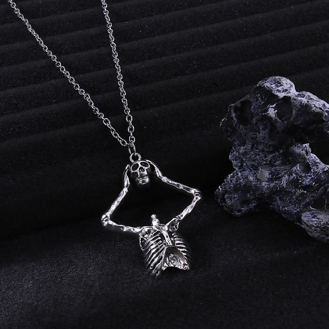 Pirate Skull Necklace for Women Men Halloween Skeleton Pendent Necklace Gothic Pirate Hanging Rock Biker Skull Necklaces Halloween Pirate Accessories - Image 4