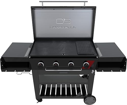 Miniatura 3 de Charbroil Performance Series Deluxe 463285924 - Plancha de gas propano de 36 pulgadas con carrito de 4 quemadores, color negro