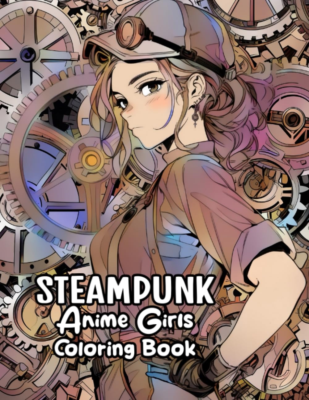 Steampunk Anime Girls Coloring Book: 50 Cute Steampunk Girl Illustrations for Kids Teens & Adults