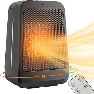 Portable Space Heater 90°Oscillating Electric Heaters with Digital Thermostat 1500W PTC Ceramic Heater 3 Modes Safety Quiet Fast Heating (black)
